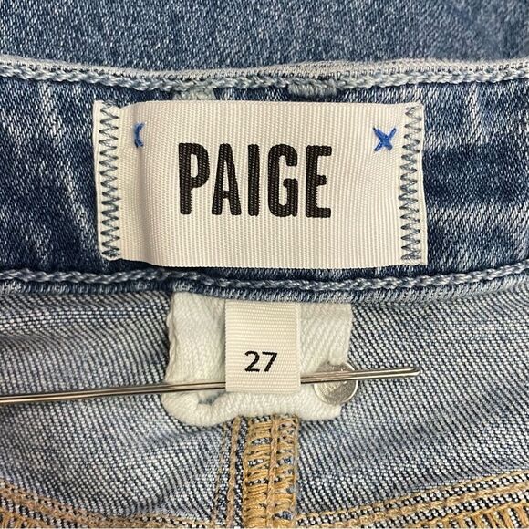 Paige Sabine Wide Leg Jeans Size 27 Shea Distressed Blue High Rise Flare Denim - Picture 10 of 12